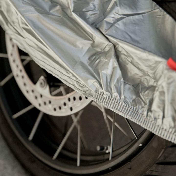 POKROWIEC NA MOTOCYKL REBELHORN COVER 2 Z MIEJSCEM NA KUFER BLACK SILVER