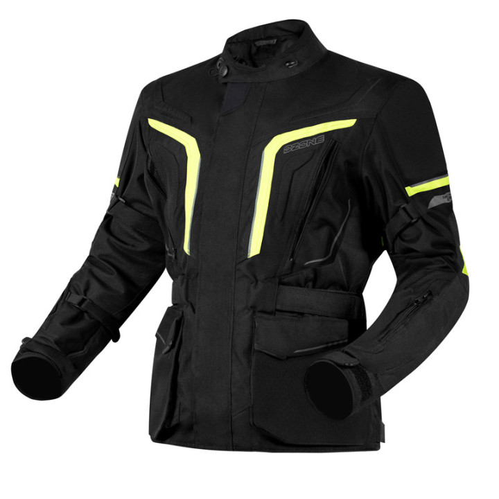 KURTKA MOTOCYKLOWA TEKSTYLNA OZONE SAHARA BLACK FLUO YELLOW S