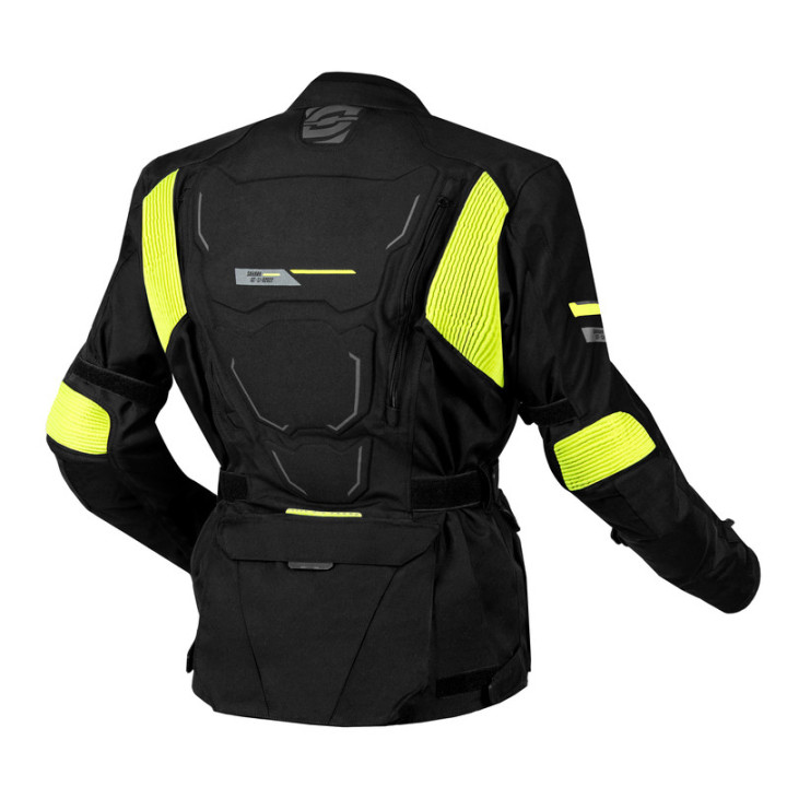 KURTKA MOTOCYKLOWA TEKSTYLNA OZONE SAHARA BLACK FLUO YELLOW S