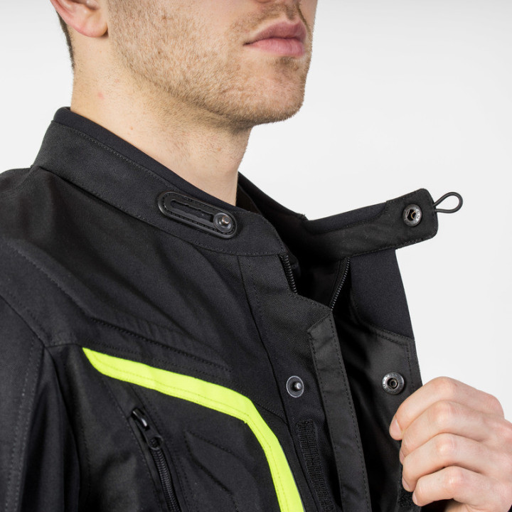 KURTKA MOTOCYKLOWA TEKSTYLNA OZONE SAHARA BLACK FLUO YELLOW S