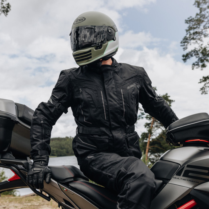 KURTKA MOTOCYKLOWA TEKSTYLNA OZONE SAHARA BLACK FLUO YELLOW S