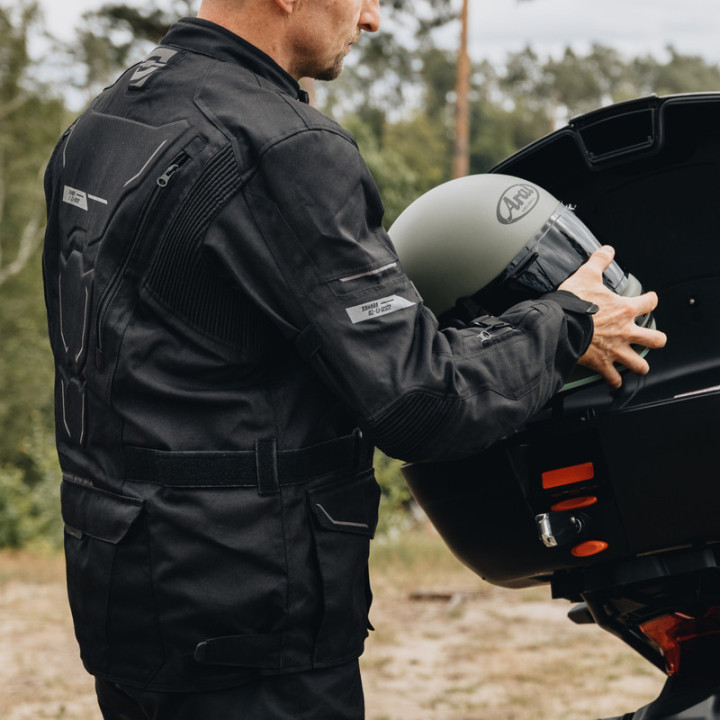 KURTKA MOTOCYKLOWA TEKSTYLNA OZONE SAHARA BLACK FLUO YELLOW S