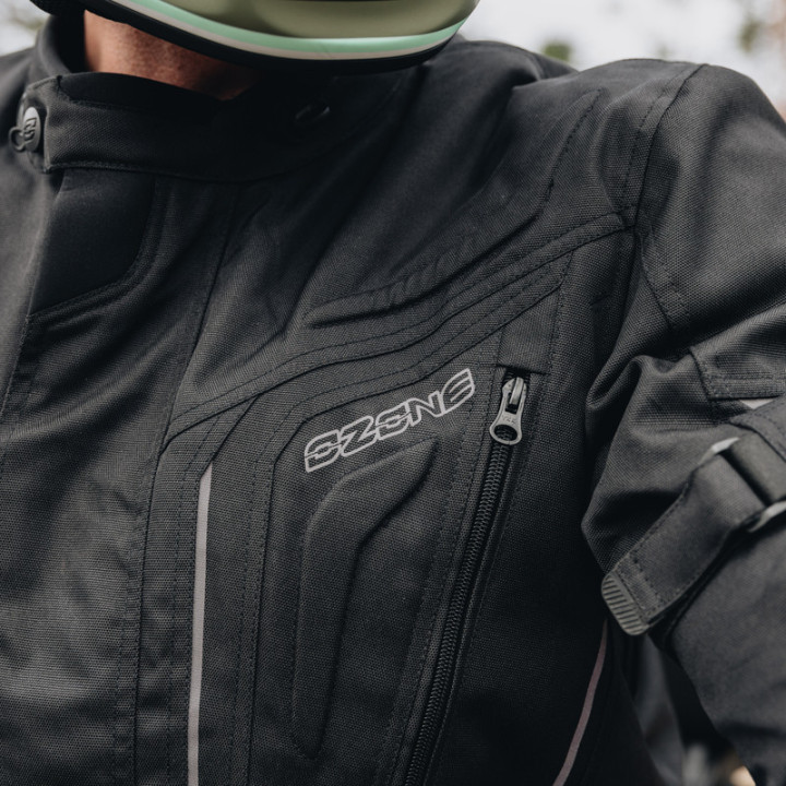 KURTKA MOTOCYKLOWA TEKSTYLNA OZONE SAHARA BLACK FLUO YELLOW S