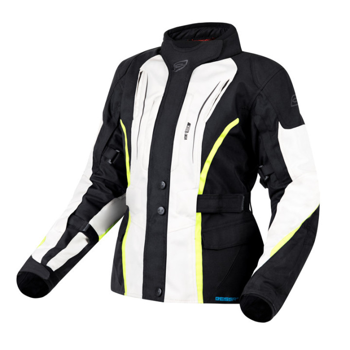 KURTKA MOTOCYKLOWA TEKSTYLNA DAMSKA OZONE SAHARA BLACK GREY FLUO YELLOW WXS
