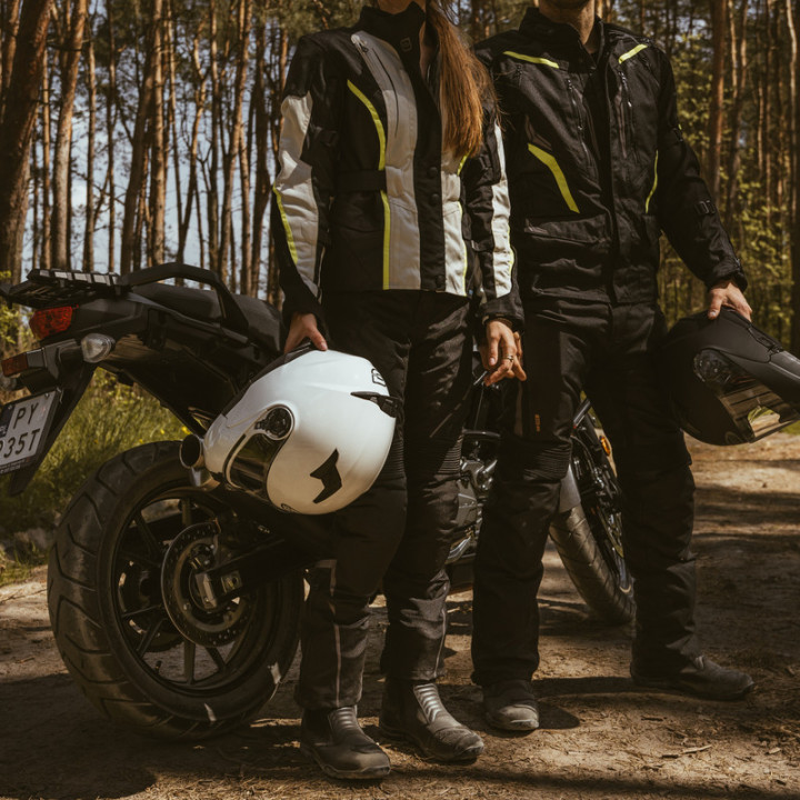 KURTKA MOTOCYKLOWA TEKSTYLNA DAMSKA OZONE SAHARA BLACK GREY FLUO YELLOW WXS