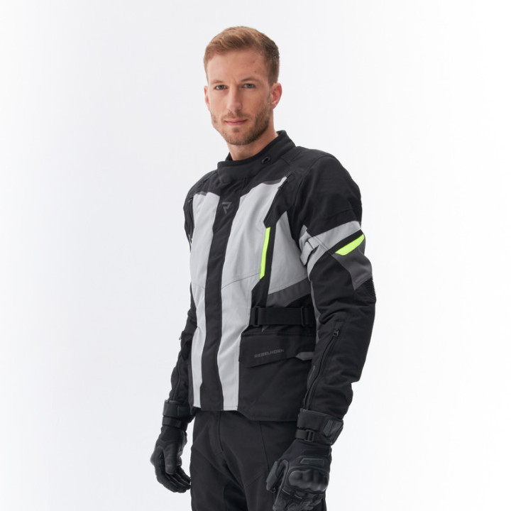 KURTKA MOTOCYKLOWA TEKSTYLNA REBELHORN SCOUT BLACK GREY FLUO YELLOW