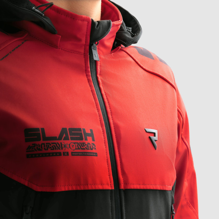 KURTKA MOTOCYKLOWA TEKSTYLNA REBELHORN SLASH SPIDER BLACK RED SOFTSHELL