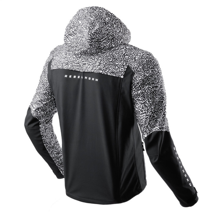 KURTKA MOTOCYKLOWA TEKSTYLNA REBELHORN SLASH NORIAKI BLACK WHITE SOFTSHELL