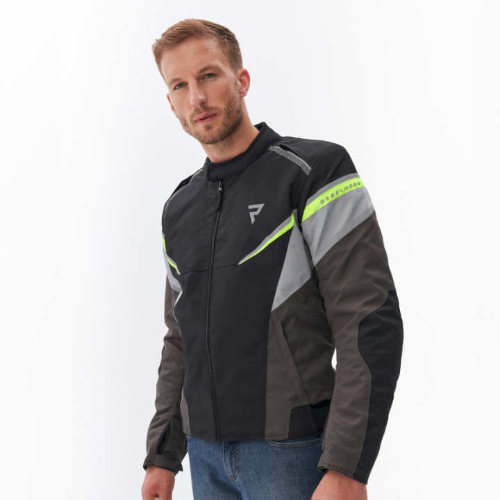 KURTKA MOTOCYKLOWA TEKSTYLNA REBELHORN SPARK BLACK GREY FLUO YELLOW