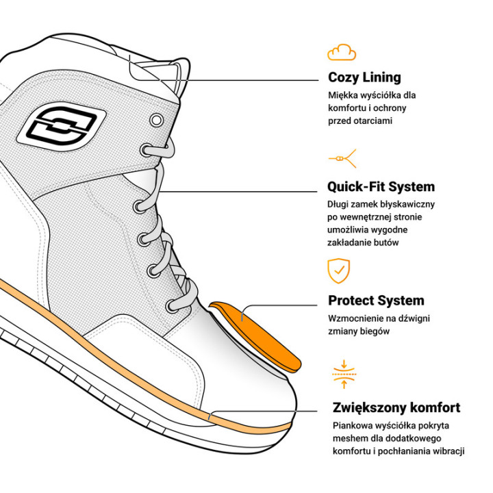 BUTY MOTOCYKLOWE OZONE SPIN BLACK BLACK SOLE