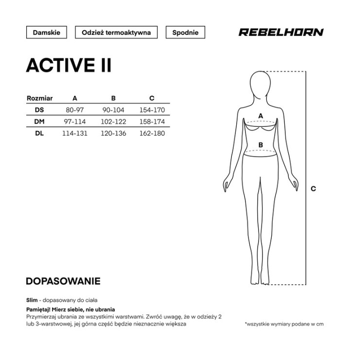 SPODNIE TERMOAKTYWNE DAMSKIE REBELHORN ACTIVE 2 BLACK GREY