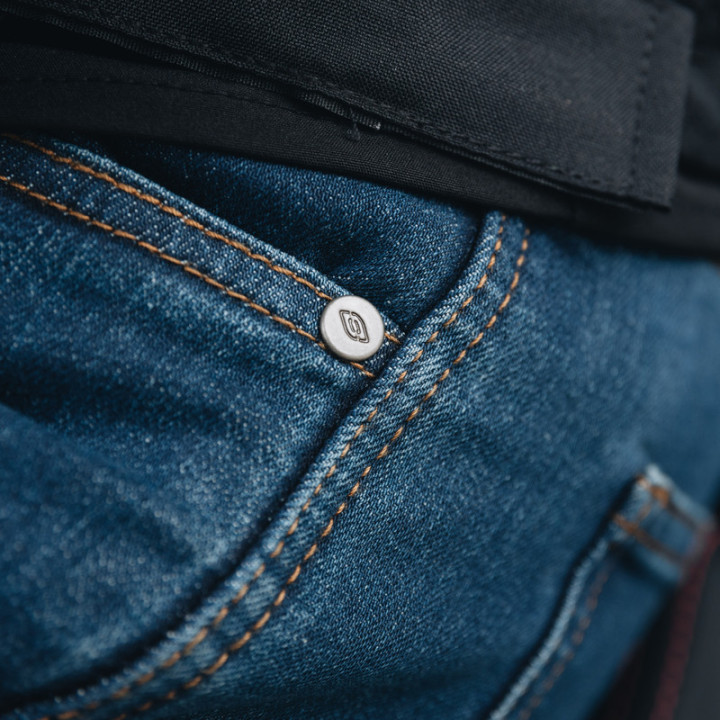 JEANSY MOTOCYKLOWE OZONE STRIKER SLIM FIT WASHED BLUE 28/32