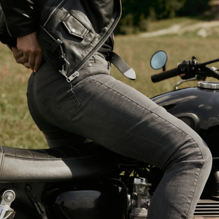 JEANSY MOTOCYKLOWE DAMSKIE OZONE STRIKER SLIM FIT WASHED GREY