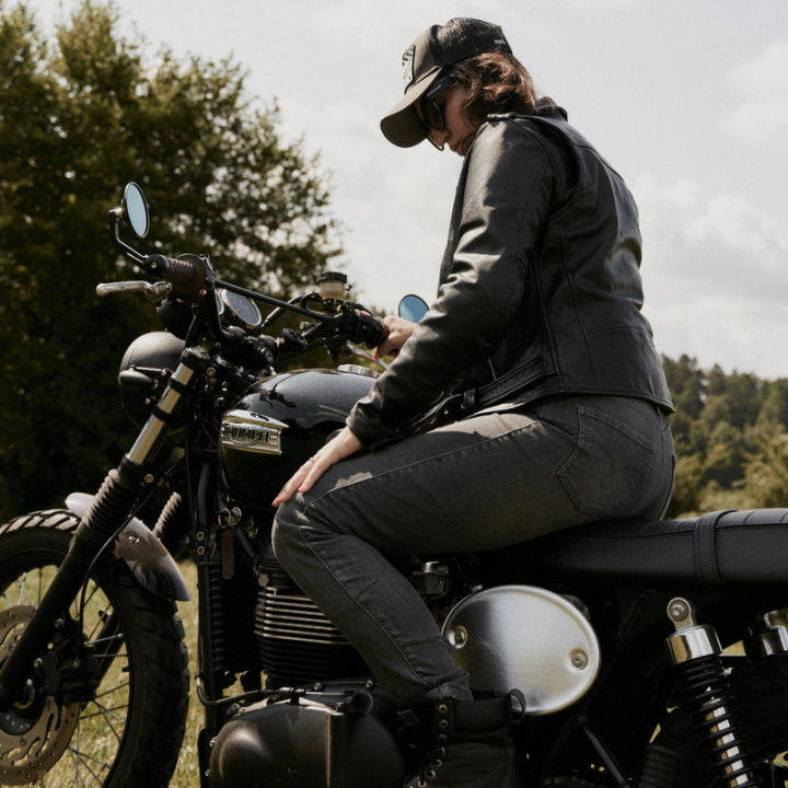 JEANSY MOTOCYKLOWE DAMSKIE OZONE STRIKER SLIM FIT WASHED GREY