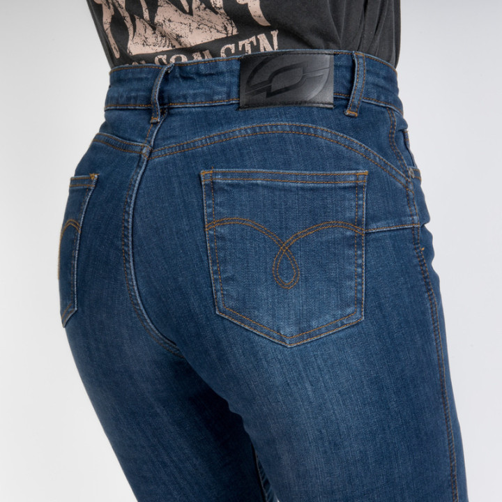 JEANSY MOTOCYKLOWE DAMSKIE OZONE STRIKER SLIM FIT WASHED BLUE