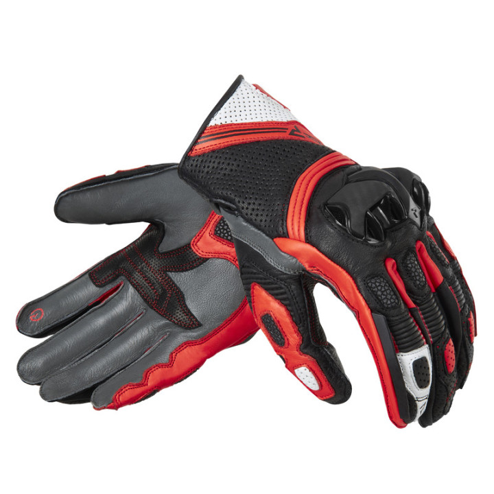 RĘKAWICE MOTOCYKLOWE REBELHORN ST SHORT BLACK GREY FLUO RED 4XL