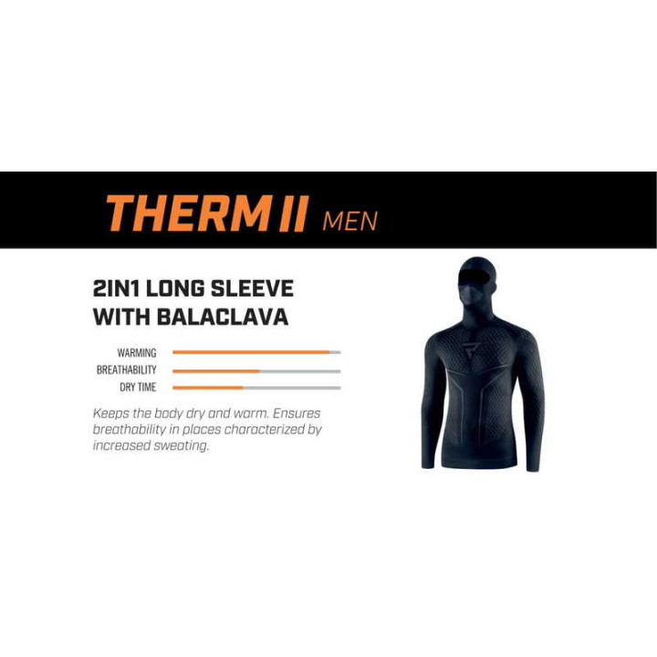 KOSZULKA TERMOAKTYWNA Z KOMINIARKĄ REBELHORN THERM 2 2W1 BLACK GREY XS/S
