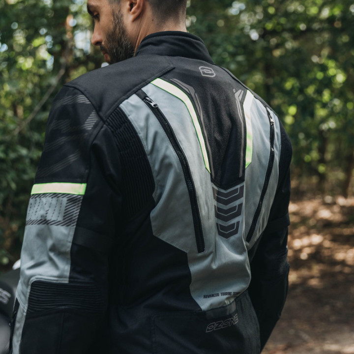 KURTKA MOTOCYKLOWA TEKSTYLNA OZONE TOUR 3 BLACK GREY FLUO YELLOW