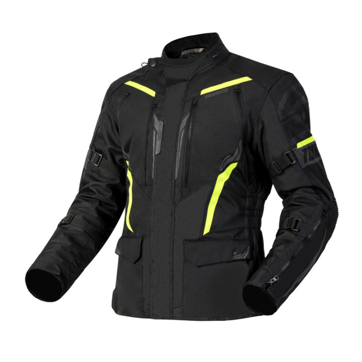 KURTKA MOTOCYKLOWA TEKSTYLNA OZONE TOUR 3 BLACK FLUO YELLOW