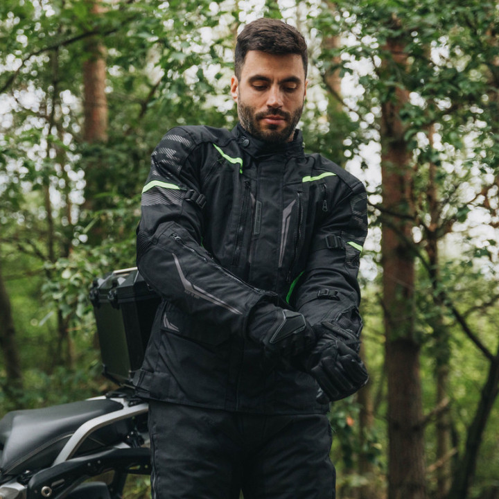 KURTKA MOTOCYKLOWA TEKSTYLNA OZONE TOUR 3 BLACK FLUO YELLOW