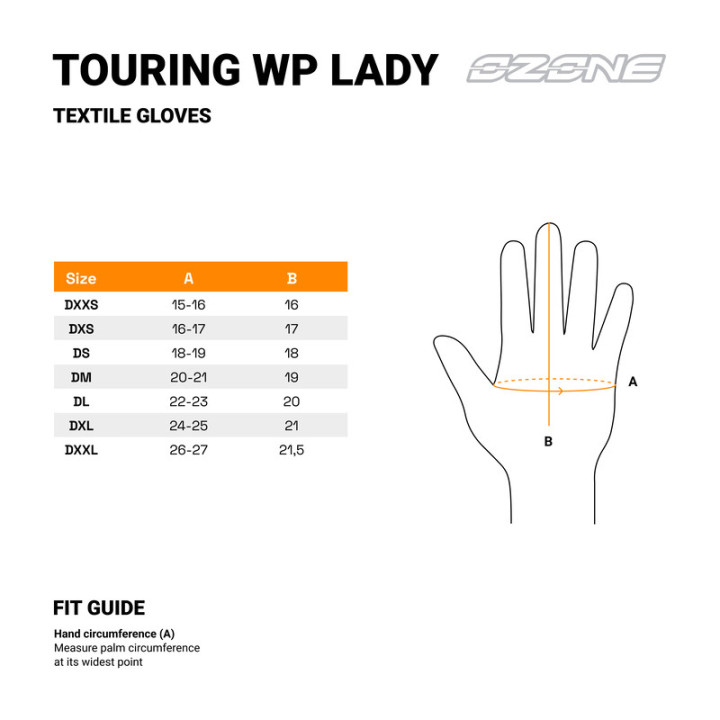 RĘKAWICE MOTOCYKLOWE DAMSKIE OZONE TOURING WP BLACK