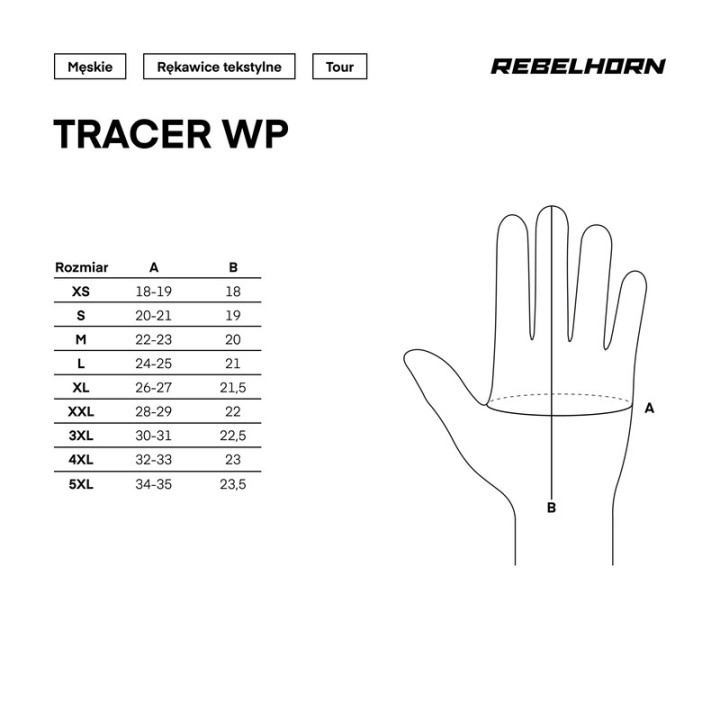 RĘKAWICE MOTOCYKLOWE REBELHORN TRACER WP BLACK