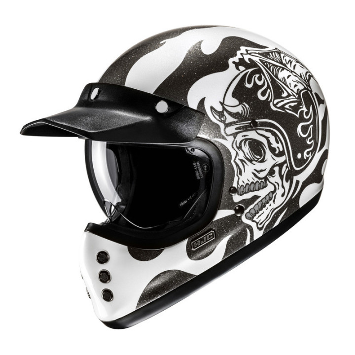 KASK MOTOCYKLOWY HJC V60 FLAME BLACK WHITE