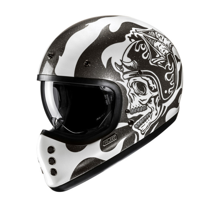 KASK MOTOCYKLOWY HJC V60 FLAME BLACK WHITE