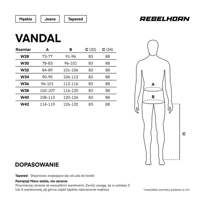 JEANSY MOTOCYKLOWE REBELHORN VANDAL DENIM BLACK