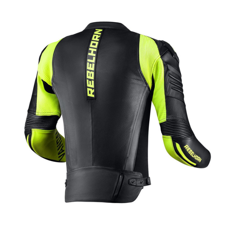 KURTKA MOTOCYKLOWA SKÓRZANA REBELHORN VANDAL BLACK FLUO YELLOW