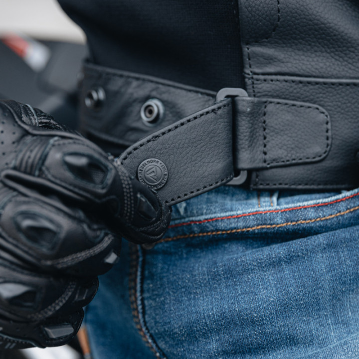 KURTKA MOTOCYKLOWA SKÓRZANA REBELHORN VANDAL BLACK FLUO YELLOW