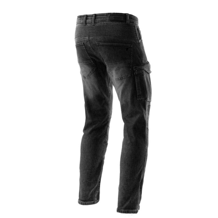 JEANSY MOTOCYKLOWE REBELHORN VANDAL WASHED BLACK MONOLAYER
