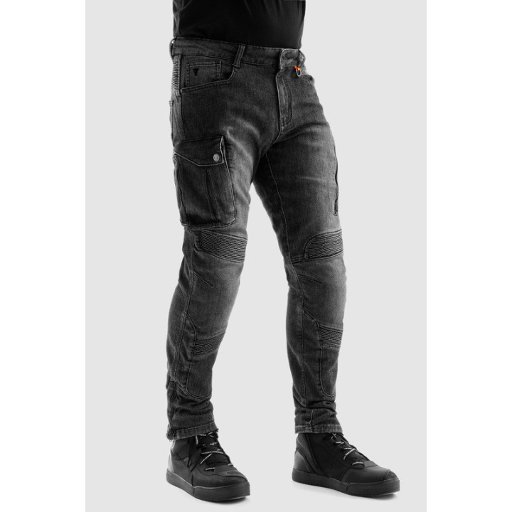 JEANSY MOTOCYKLOWE REBELHORN VANDAL WASHED BLACK MONOLAYER
