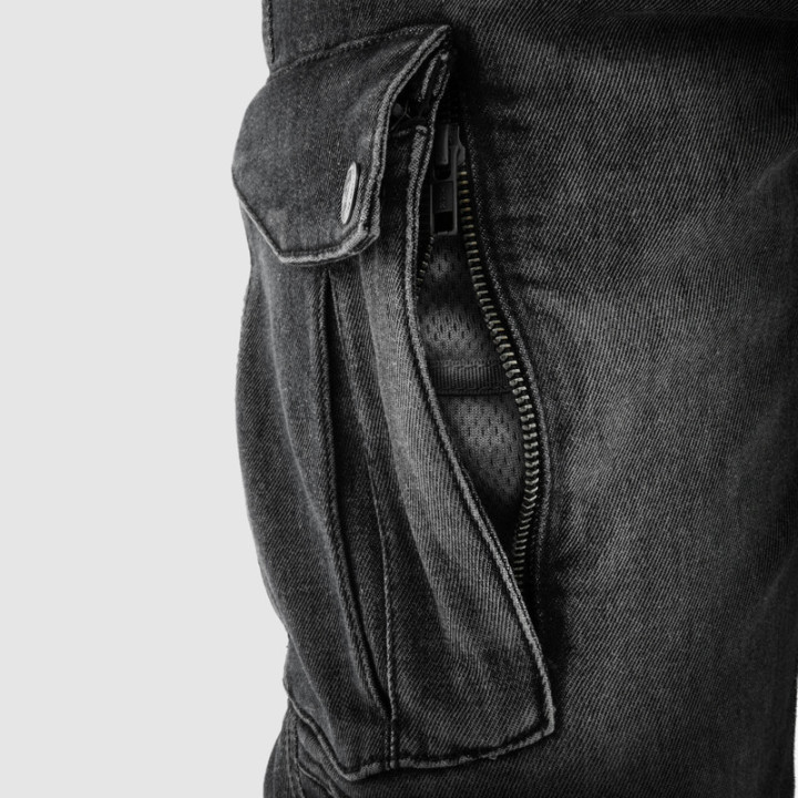 JEANSY MOTOCYKLOWE REBELHORN VANDAL WASHED BLACK MONOLAYER