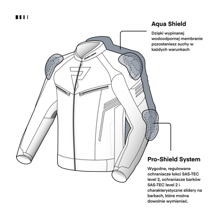 KURTKA MOTOCYKLOWA TEKSTYLNA REBELHORN VANDAL BLACK WHITE