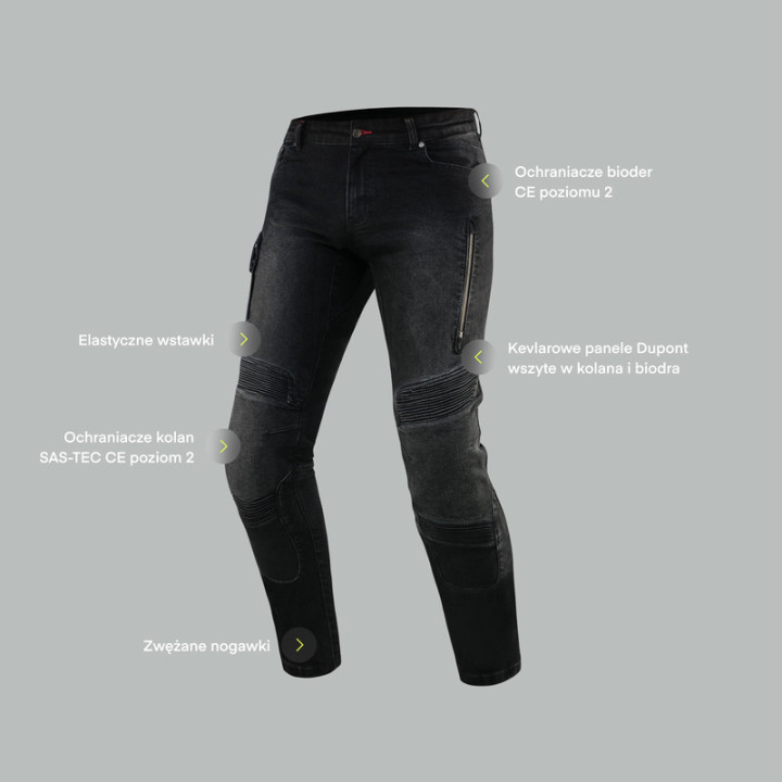 JEANSY MOTOCYKLOWE REBELHORN VANDAL TWILL BLACK 40/34
