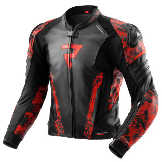 KURTKA MOTOCYKLOWA SKÓRZANA REBELHORN VELOCE CAMO BLACK FLUO RED