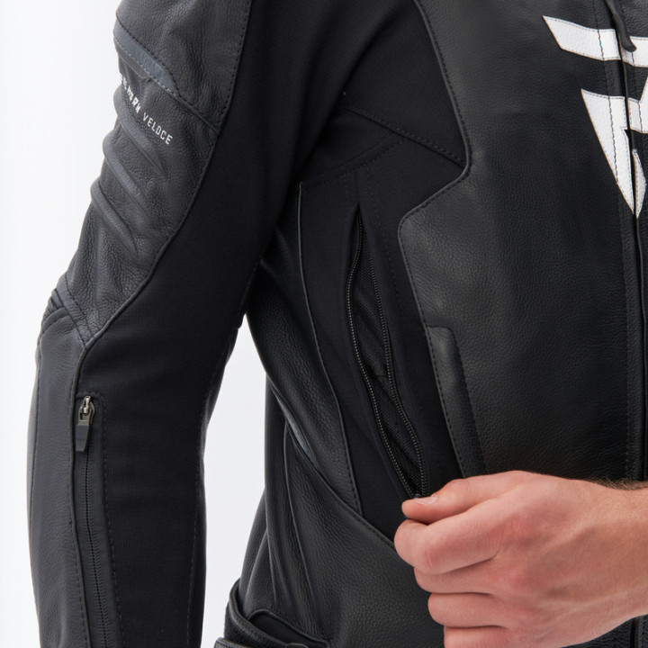 KURTKA MOTOCYKLOWA SKÓRZANA REBELHORN VELOCE BLACK WHITE