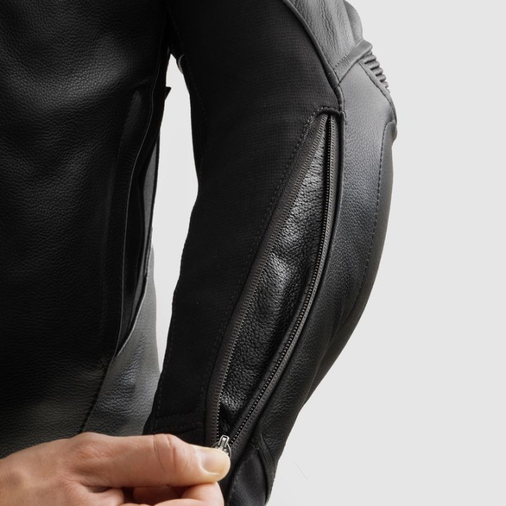 KURTKA MOTOCYKLOWA SKÓRZANA REBELHORN VELOCE BLACK GREY FLUO YELLOW