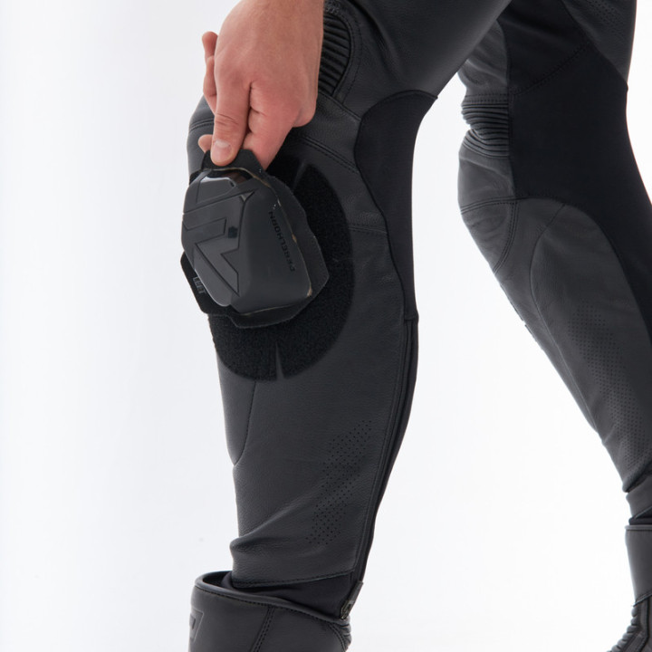 SPODNIE MOTOCYKLOWE SKÓRZANE REBELHORN VELOCE BLACK WHITE