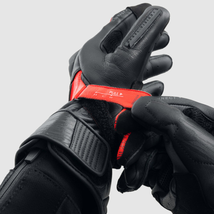 RĘKAWICE MOTOCYKLOWE REBELHORN VIPER BLACK GREY FLUO RED