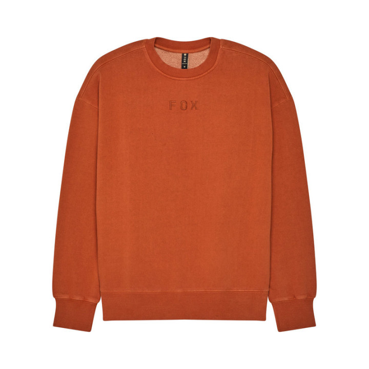 BLUZA FOX WORDMARK OVERSIZED FLEECE CREW COGNAC