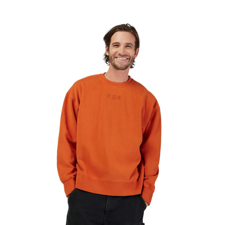 BLUZA FOX WORDMARK OVERSIZED FLEECE CREW COGNAC