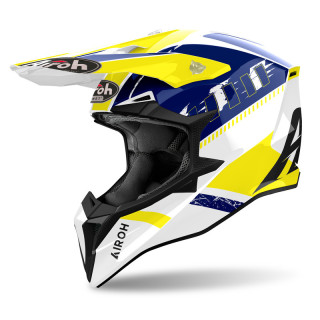 KASK MOTOCYKLOWY AIROH WRAAAP FEEL YELLOW BLUE GLOSS