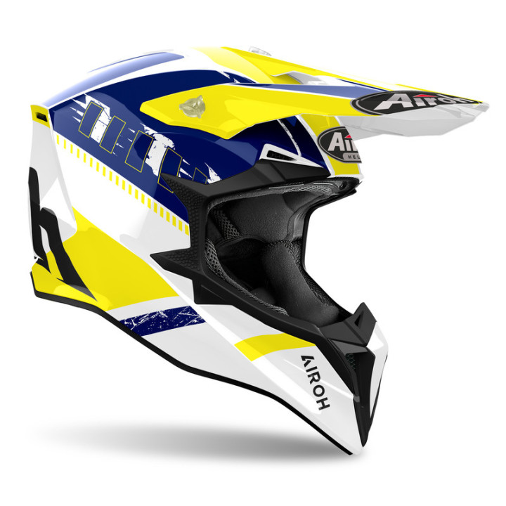 KASK MOTOCYKLOWY AIROH WRAAAP FEEL YELLOW BLUE GLOSS