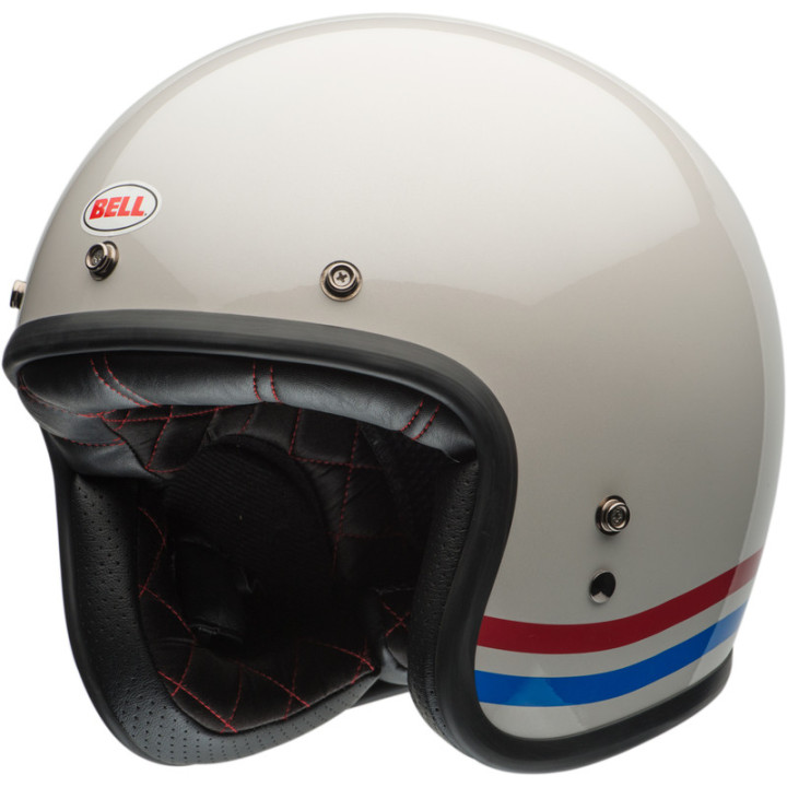 KASK BELL CUSTOM 500 ECE6 STRIPES PEARL WHITE RED BLUE S