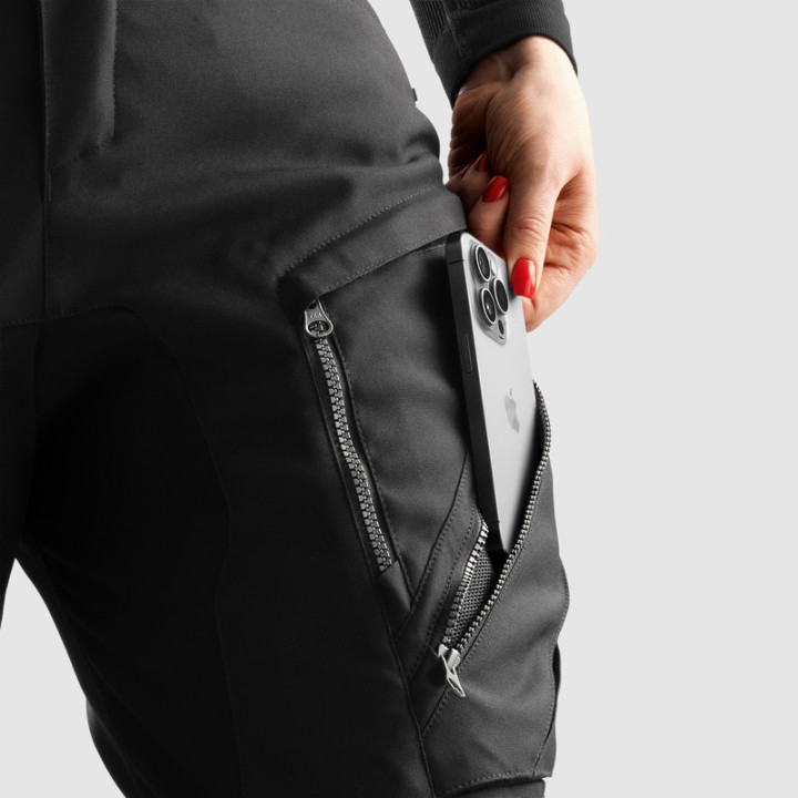 SPODNIE MOTOCYKLOWE TEKSTYLNE DAMSKIE REBELHORN HARDY 3.0 BLACK (DŁUGA NOGAWKA)