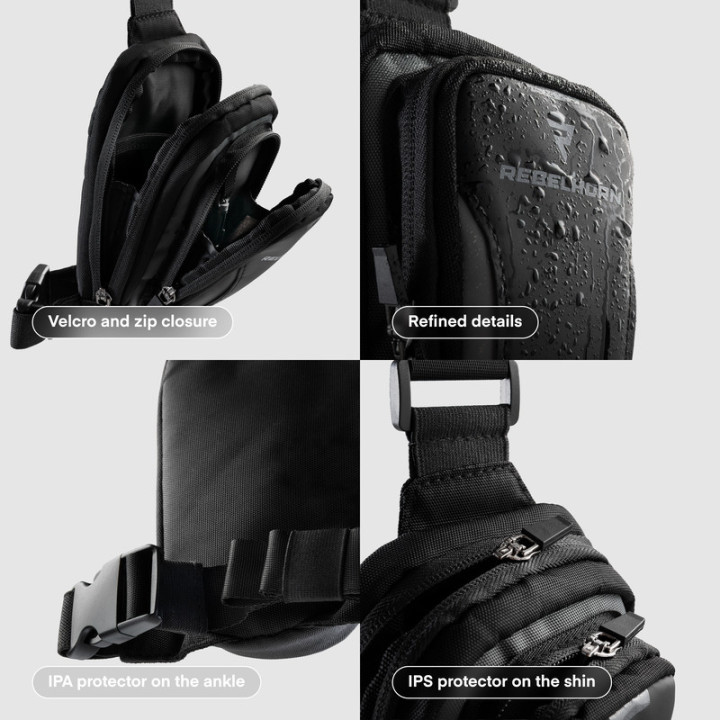 TORBA NA NOGĘ REBELHORN HIP 2 BLACK GREY