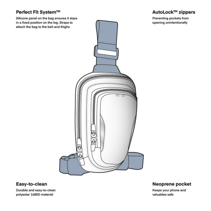 TORBA NA NOGĘ REBELHORN HIP 2 BLACK GREY