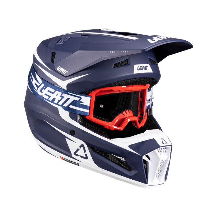 KASK MOTOCYKLOWY Z GOGLAMI LEATT KIT MOTO 3.5 BLUE